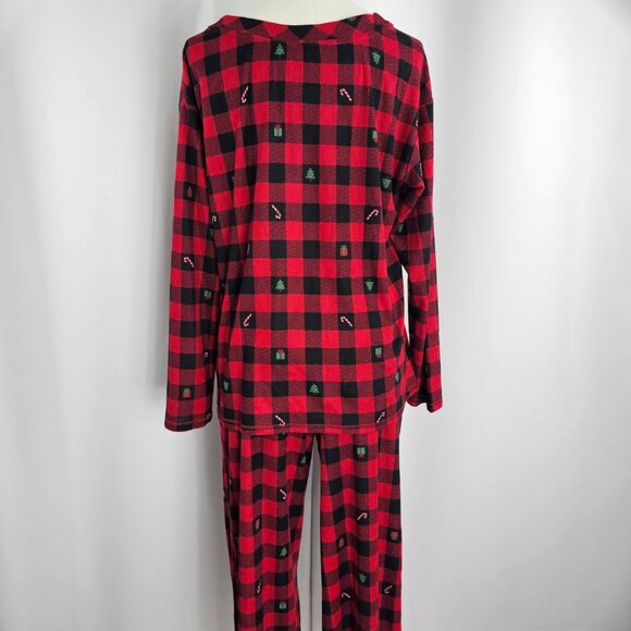 Jaclyn NY Red Buffalo Plaid Holiday Print Henley Pajama Set Women's Size M NWOT - Picture 7 of 15